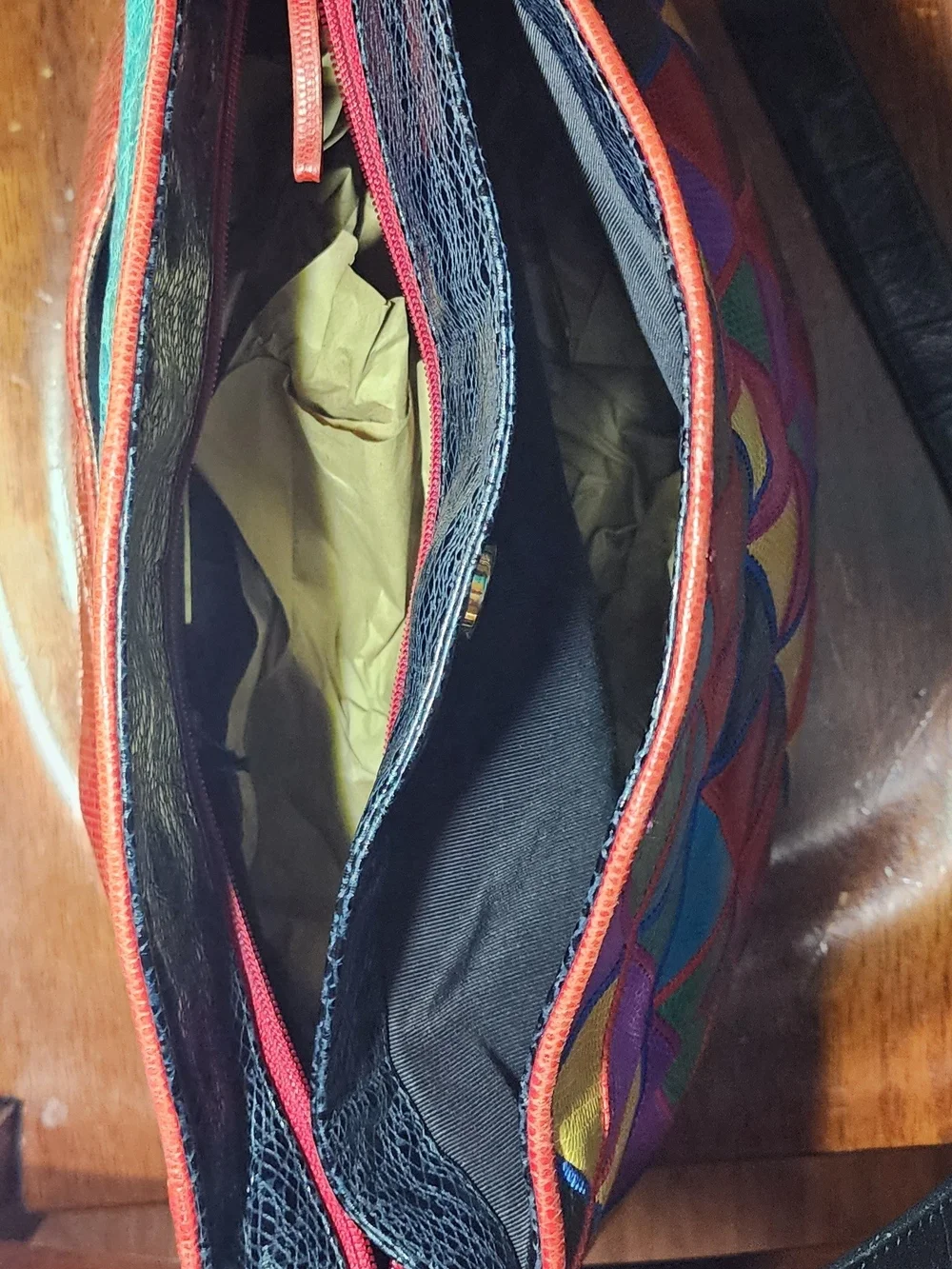 Sharif Multicolor Geometric Triangle Leather Shoulder Bag